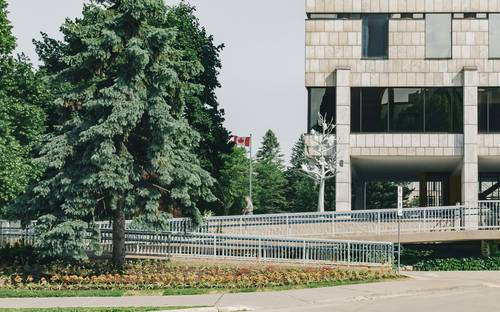 Manitoba university campus with students studying for graduation